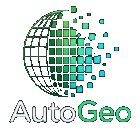 AutoGeo — globo em mosaico de pixels